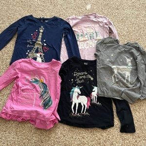 Carters Girls size 8 Long Sleeve T shirts 5 pieces
